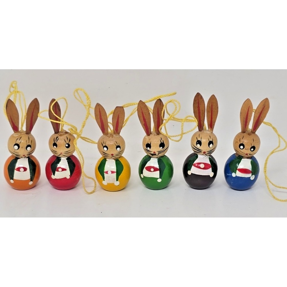 Vintage Erzgebirge Germany Bunnies Set Of 6 PB5